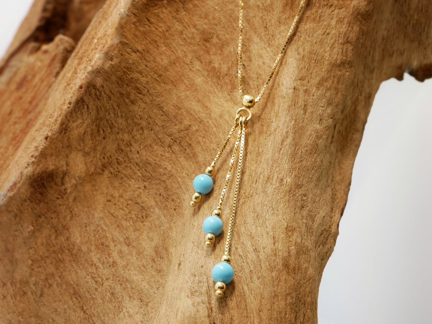 Collana vintage tre pendenti oro e turchese