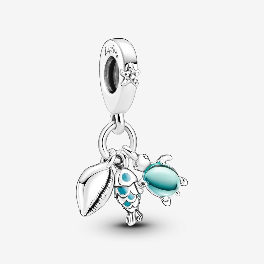 Charm Pendente Pesciolino, Tartaruga Marina e Conchiglia