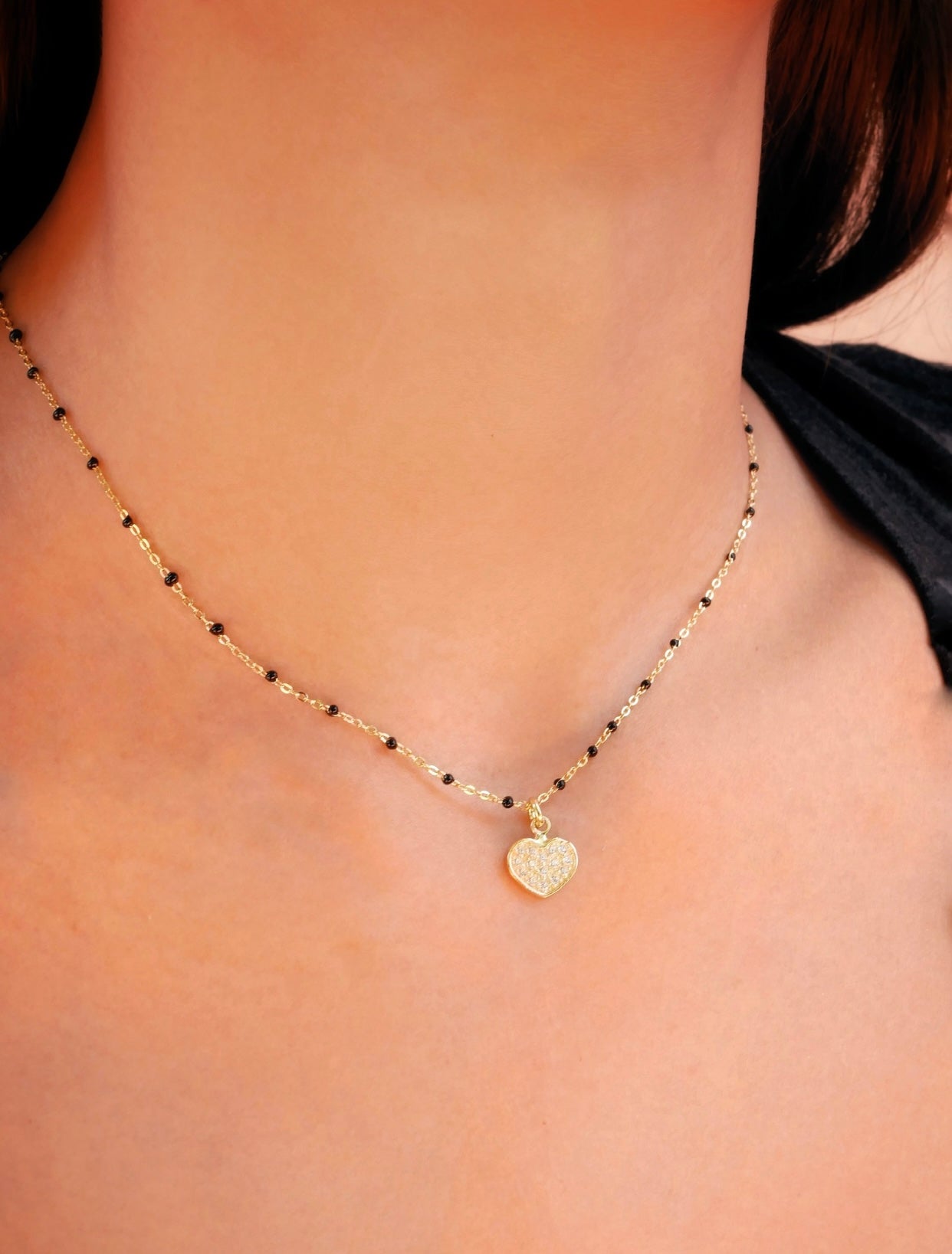 Collana in argento con cuore brillante