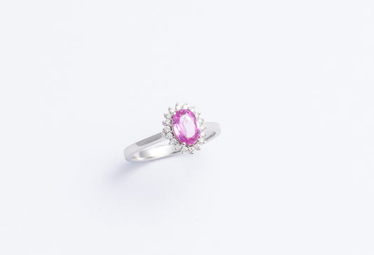 Anello Kate con zaffiro rosa e diamanti