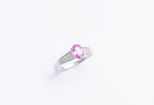 Anello Zaffiro rosa e diamanti
