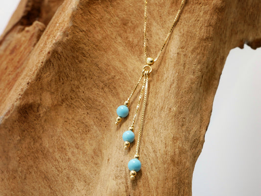 Collana vintage tre pendenti oro e turchese