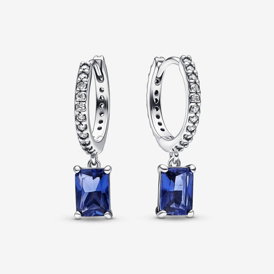 Orecchini Cerchi Pavè e Pietre Blu