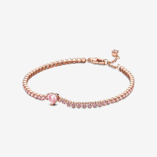 Bracciale Tennis Rosa con Cuore in Rilievo € 149,00