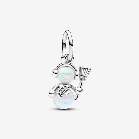 Charm Pendente Pupazzo di Neve Opale